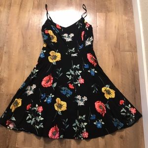 Black spaghetti strap fit and flare dress